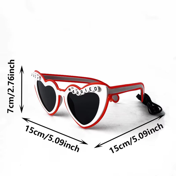 LED Just Married Glasses Wedding Party Bridal Shower Bride to Be Gift Wedding Decorations for Ceremony Light Married Sunglasses