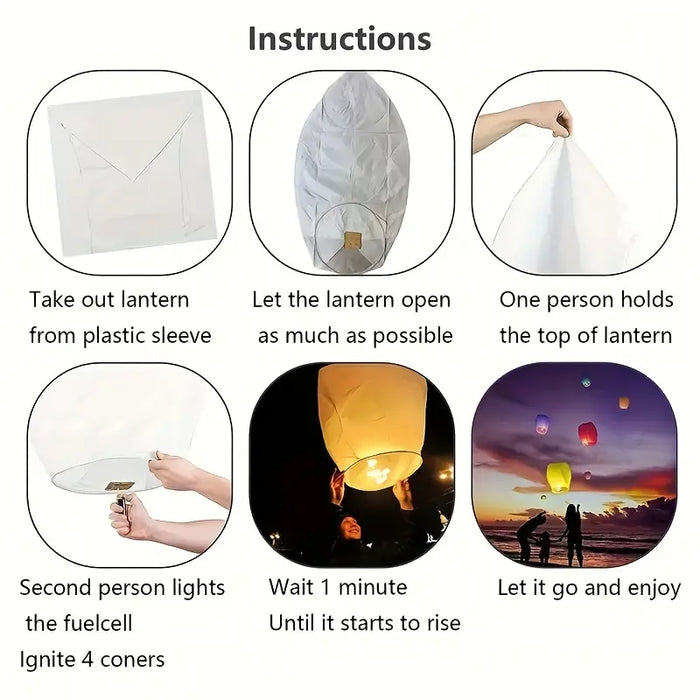 White Lanterns with Pens - 10 Pcs