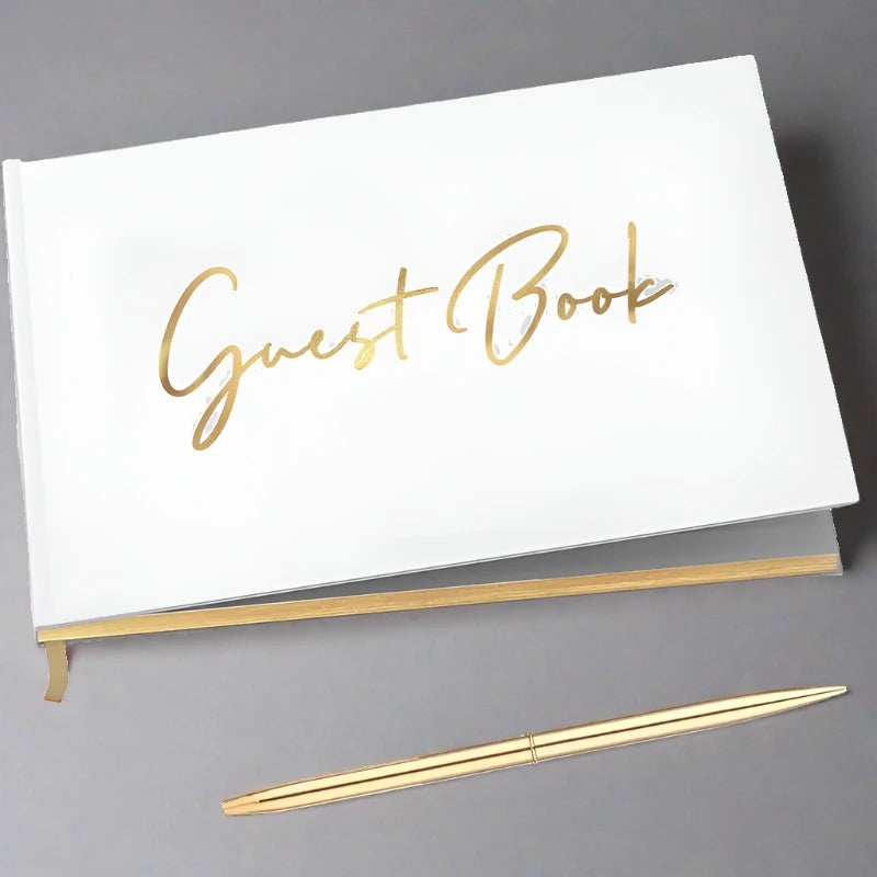 Gold Guest Book & Pen - 100 Pages