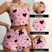 Women's 2-Piece Pajama Set - Soft and Breathable Sleepwear with Love Print Tank Top and Shorts in White (S, M, L)