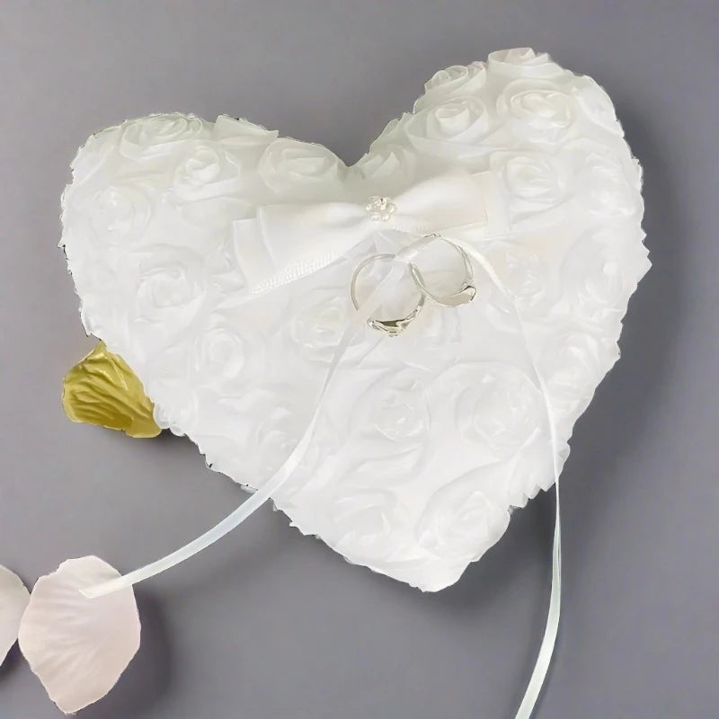 Heart-Shaped Rose Ring Pillow