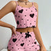 Women's 2-Piece Pajama Set - Soft and Breathable Sleepwear with Love Print Tank Top and Shorts in White (S, M, L)